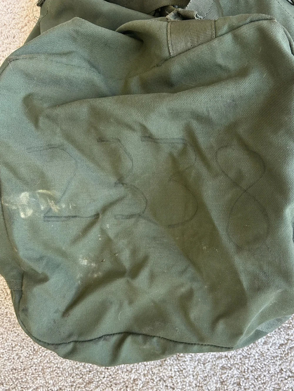 Olive Green Military-Style Canvas Duffel Bag